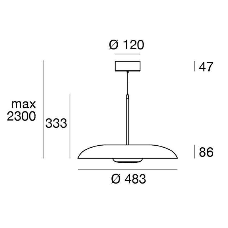 BASIN LAMPADARIO A SOSPENSIONE D48 CM 5 COLORI LED 25W LUCE 2700K-3000K DESIGN MODERNO LINEA LIGHT
