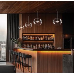 CRISTALBOLLA LAMPADARIO A SOSPENSIONE IN VETRO D24 CM LED 10W LUCE 2700K-3000K 5 COLORI MODERNO LINEA LIGHT