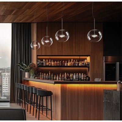 CRISTALBOLLA LAMPADARIO A SOSPENSIONE IN VETRO D24 CM LED 10W LUCE 2700K-3000K 5 COLORI MODERNO LINEA LIGHT