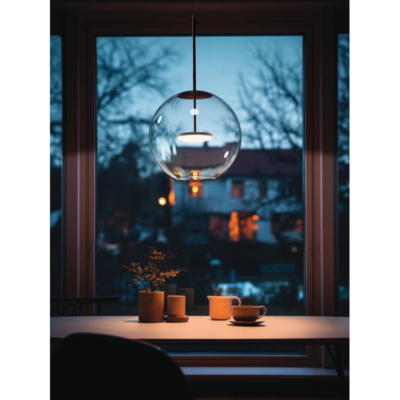 CRISTALBOLLA LAMPADARIO A SOSPENSIONE IN VETRO D34 CM LED 17W LUCE 2700K-3000K 5 COLORI MODERNO LINEA LIGHT