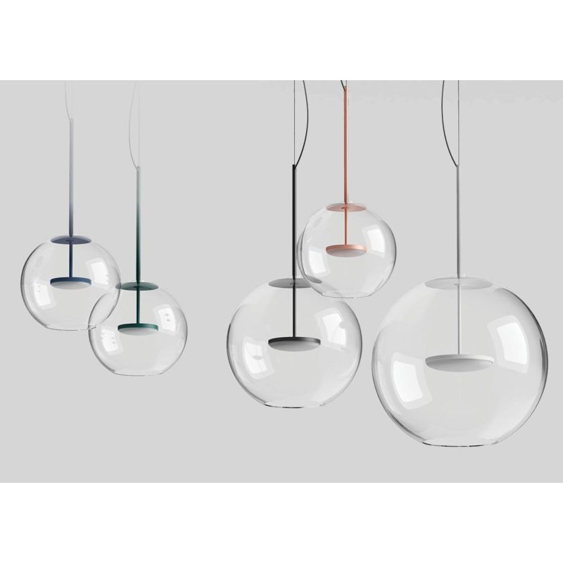 CRISTALBOLLA LAMPADARIO A SOSPENSIONE IN VETRO D34 CM LED 17W LUCE 2700K-3000K 5 COLORI MODERNO LINEA LIGHT
