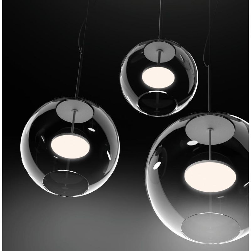 CRISTALBOLLA LAMPADARIO A SOSPENSIONE IN VETRO D44 CM LED 23W LUCE 2700K-3000K 5 COLORI MODERNO LINEA LIGHT