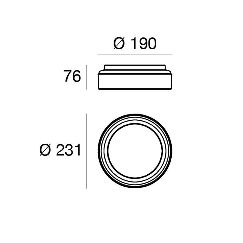 ISIDE PLAFONIERA APPLIQUE D23 CM LED 10W LUCE 2700K-3000K 3 COLORI MODERNA MADE IN ITALY LINEA LIGHT