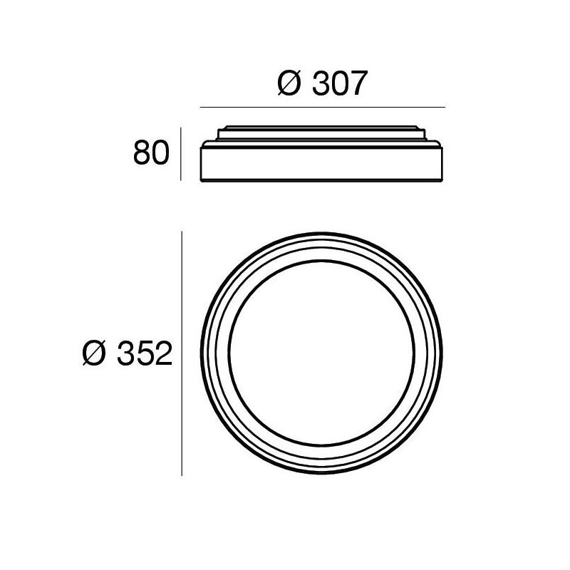 ISIDE PLAFONIERA APPLIQUE D35 CM LED 24W LUCE 2700K-3000K 3 COLORI MODERNA MADE IN ITALY LINEA LIGHT