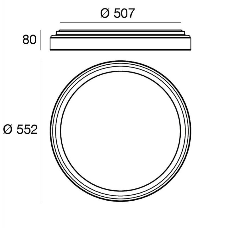 ISIDE PLAFONIERA APPLIQUE D55 CM LED 42W LUCE 2700K-3000K 3 COLORI MODERNA MADE IN ITALY LINEA LIGHT