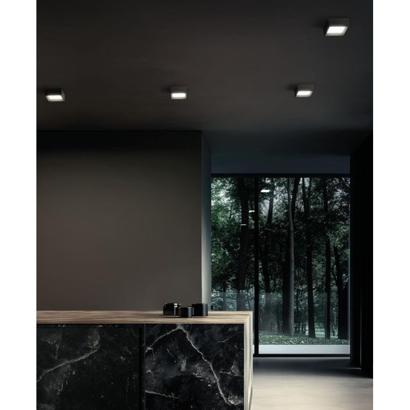 TARA MINI PLAFONIERA QUADRATA PICCOLA 15X15 CM BIANCA E NERA LED 8W LUCE 2700K-3000K LINEA LIGHT