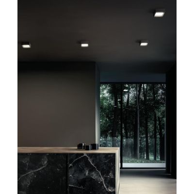 TARA MINI PLAFONIERA QUADRATA PICCOLA 15X15 CM BIANCA E NERA LED 8W LUCE 2700K-3000K LINEA LIGHT