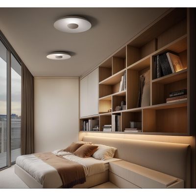 BASIN PLAFONIERA D48 CM ALLUMINIO 5 COLORI LED 35W LUCE 2700K-3000K DESIGN MODERNO LINEA LIGHT