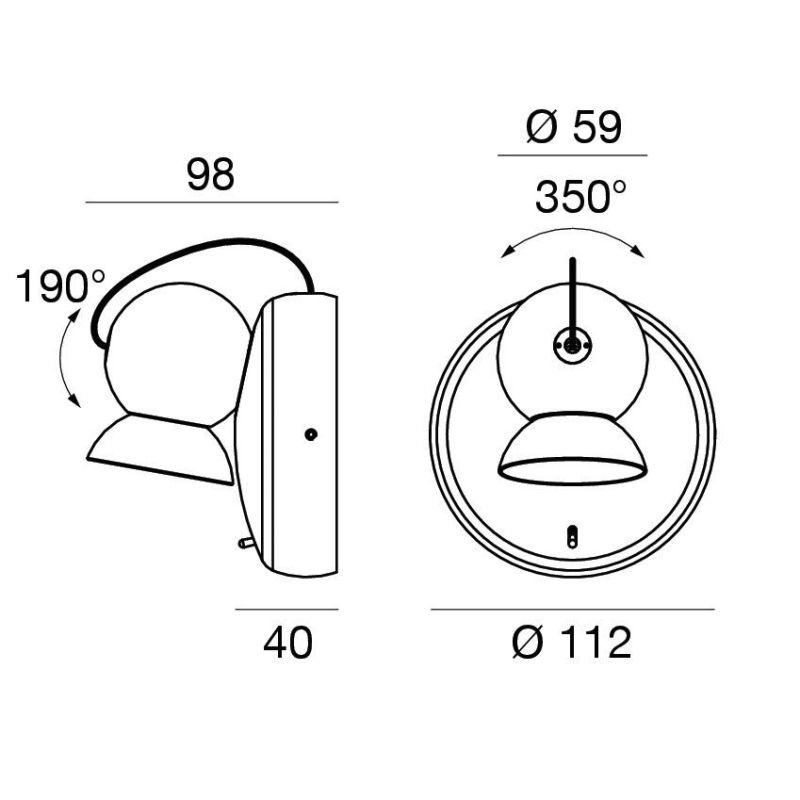 DUCK APPLIQUE ORIENTABILE BIANCA O NERA LED 5W LUCE 2700K-3000K MADE IN ITALY MODERNA LINEA LIGHT