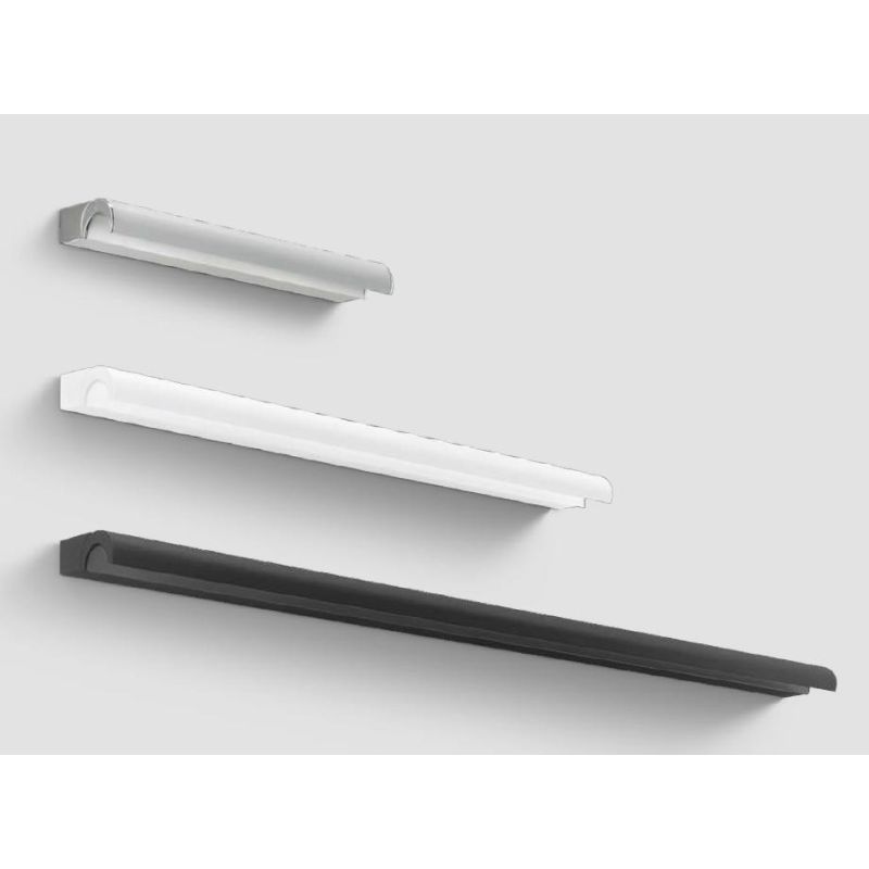 HALFPIPE APPLIQUE MODERNA IN 3 MISURE LED INTEGRATO LUCE 3000K BIANCA,ALLUMINIO O NERA MADE IN ITALY