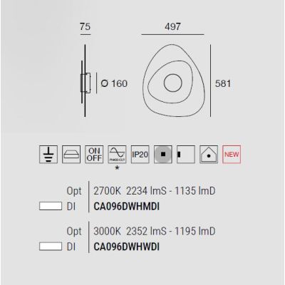 JOINT APPLIQUE OVALE MODERNA IN METALLO BIANCO LED 19W LUCE 2700K E 3000K MADE IN ITALY LINEA LIGHT