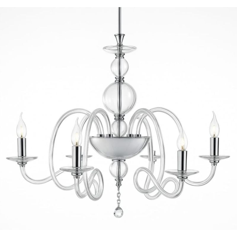 VIVALDI LAMPADARIO A SOSPENSIONE CLASSICO 6 LUCI IN VETRO E CRISTALLO IN 8 COLORI DI ONDALUCELU ONDALUCE CICIRIELLO - Cristalens