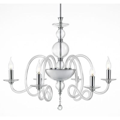 VIVALDI LAMPADARIO A SOSPENSIONE CLASSICO 6 LUCI IN VETRO E CRISTALLO IN 8 COLORI DI ONDALUCELU ONDALUCE CICIRIELLO - Cristalens