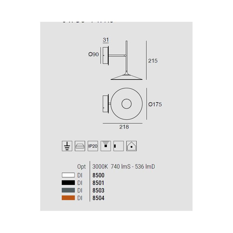 POE APPLIQUE BIANCO O NERO LED 7W LUCE 3000K DESIGN MODERNO DELLA LINEA LIGHT Linea Light - Cristalensi Shop Online