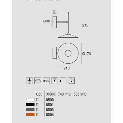 POE APPLIQUE BIANCO O NERO LED 7W LUCE 3000K DESIGN MODERNO DELLA LINEA LIGHT Linea Light - Cristalensi Shop Online