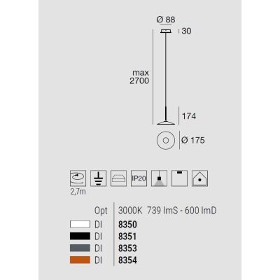 POE SOSPENSIONE SINGOLA BIANCA O NERA LED 7W LUCE 3000K MODERNA ED ECONOMICA DELLA LINEA LIGHT Linea Light - Cristalensi Shop On
