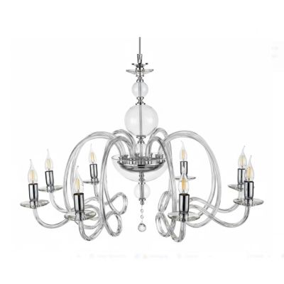 VIVALDI LAMPADARIO A SOSPENSIONE CLASSICO 8 LUCI CON CRISTALLI E VETRO COLORATO 8 COLORI ONDALUCE CICIRIELLO - Cristalensi Shop