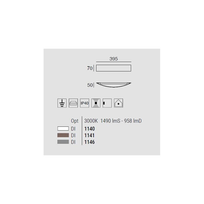 CURVE' LAMPADA DA PARETE 2 MISURE GRIGIA, BIANCO O CORTEN LED INTEGRATO LUCE 3000K LUCE SOPRA SOTTO