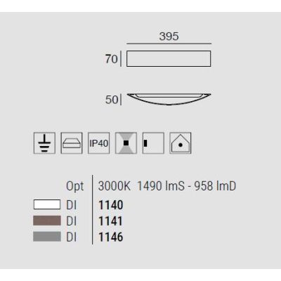 CURVE' LAMPADA DA PARETE 2 MISURE GRIGIA, BIANCO O CORTEN LED INTEGRATO LUCE 3000K LUCE SOPRA SOTTO
