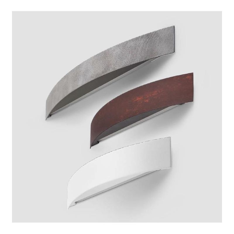 CURVE' LAMPADA DA PARETE 2 MISURE GRIGIA, BIANCO O CORTEN LED INTEGRATO LUCE 3000K LUCE SOPRA SOTTO