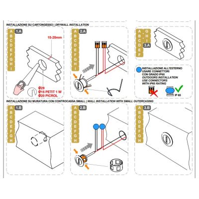 PETIT SEGNAPASSO ROTONDO O QUADRATO IP44 LED 1W LUCE 3000K BIANCO MODERNO MADE IN ITALY