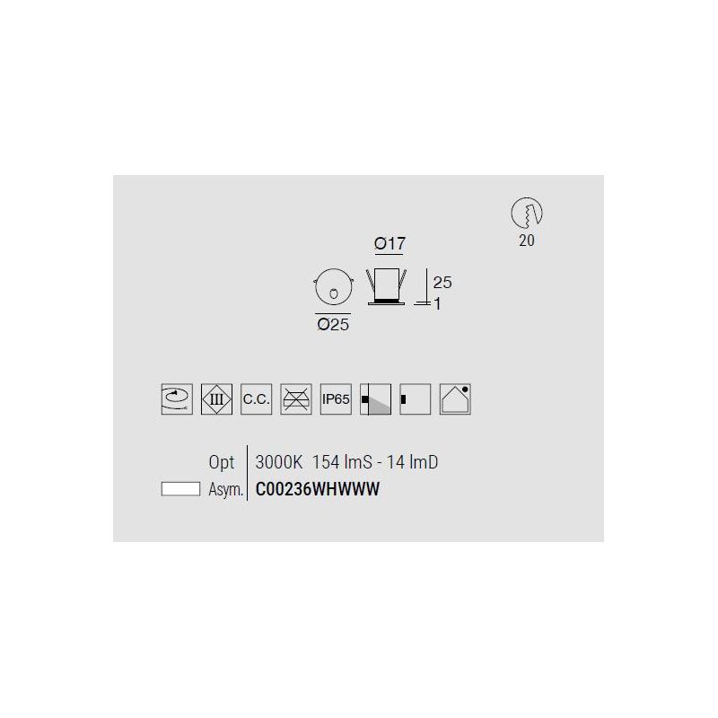 QUARA SEGNAPASSO DA ESTERNI ROTONDO O QUADRATO IP65 LED 1W LUCE 3000K BIANCO MADE IN ITALY