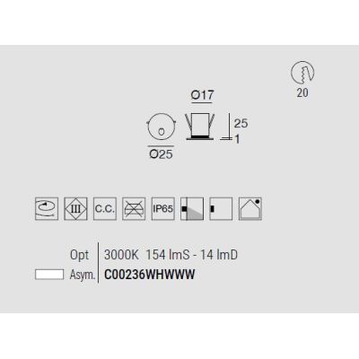 QUARA SEGNAPASSO DA ESTERNI ROTONDO O QUADRATO IP65 LED 1W LUCE 3000K BIANCO MADE IN ITALY
