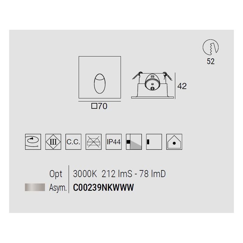 QUARA SEGNAPASSO DA INTERNO NICHEL ROTONDO O QUADRATO IP44 LED 2W LUCE 3000K MADE IN ITALY