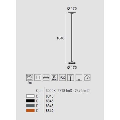 POE PIANTANA MODERNA LED 25W LUCE 3000K COLORI BIANCO O NERO DELLA LINEA LIGHT Linea Light - Cristalensi Shop Online