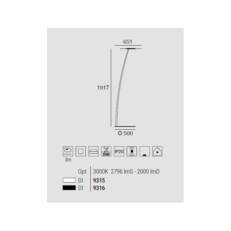ANTIGUA PIANTANA DELLA LINEA LIGHT BIANCA O NERA DIAMETRO 65 LED 39W DESIGN MODERNO Linea Light - Cristalensi Shop Online