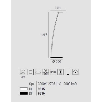 ANTIGUA PIANTANA DELLA LINEA LIGHT BIANCA O NERA DIAMETRO 65 LED 39W DESIGN MODERNO Linea Light - Cristalensi Shop Online