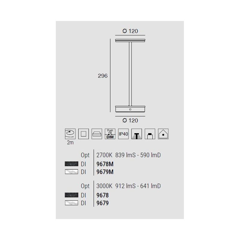 GEMINI LAMPADA DA TAVOLO H30 CM LED 9W LUCE 2700K-3000K DIMMERABILE 2 COLORI DISPONIBILI MADE IN ITALY LINEA LIGHT