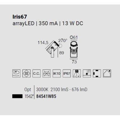 IRIS67 FARETTO PROIETTORE DIREZIONABILE NERO IP67 LED 13W LUCE 3000K MADE IN ITALY LINEA LIGHT