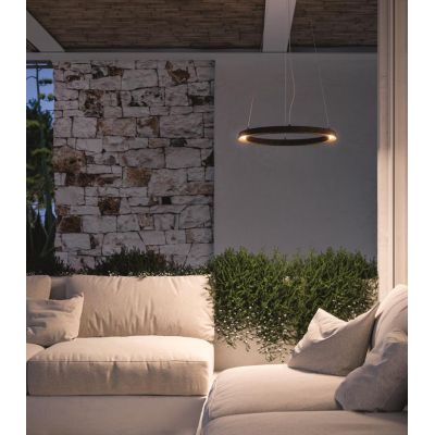 LIRA SOSPENSIONE MODERNA DA ESTERNI IP65 IN ALLUMINIO NERO O MARRONE LED 30W LUCE 3000K Linea Light - Cristalensi Shop Online