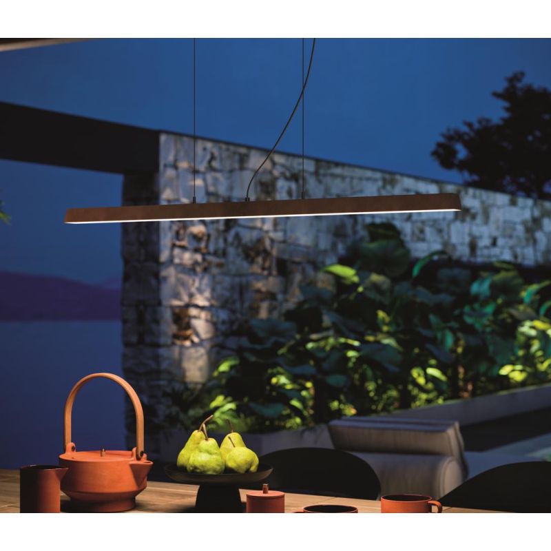 LIRA AISI SOSPENSIONE DA ESTERNI IP65 LINEARE IN METALLO NERO O MARRONE LED 31W LUCE 3000K Linea Light - Cristalensi Shop Online