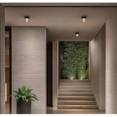 HORUS PLAIN PLAFONIERA APPLIQUE ROTONDA D12.6 CM CON VETRO FUME,AMBRA O TRASPARENTE LED 11W LUCE 3000K IP65