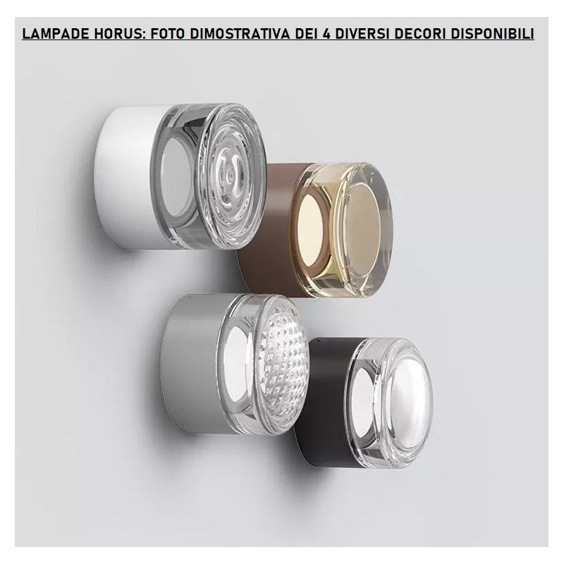 HORUS PLAIN PLAFONIERA APPLIQUE ROTONDA D12.6 CM CON VETRO FUME,AMBRA O TRASPARENTE LED 11W LUCE 3000K IP65