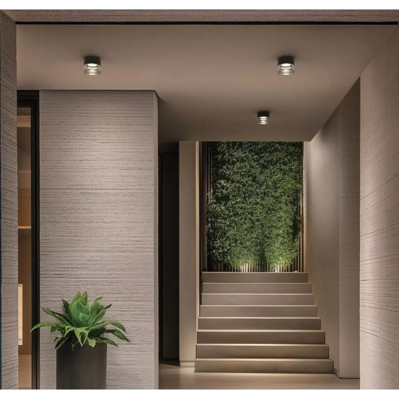 HORUS PLAIN PLAFONIERA APPLIQUE ROTONDA D12.6 CM CON VETRO FUME,AMBRA O TRASPARENTE LED 11W LUCE 3000K IP65
