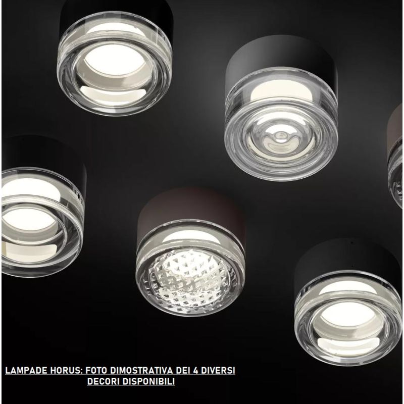HORUS CONCENTRIC LAMPADA ROTONDA D12.6 CM CON VETRO FUME,AMBRA O TRASPARENTE LED 11W LUCE 3000K IP65
