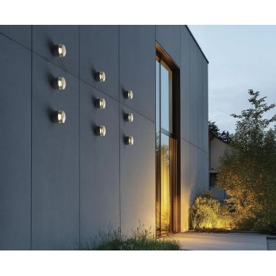 HORUS TEXTURED LAMPADA ROTONDA D12.6 CM CON VETRO FUME,AMBRA O TRASPARENTE LED 11W LUCE 3000K IP65