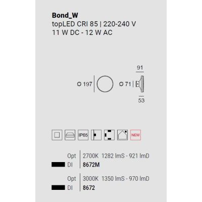 BOND LAMPADA DA ESTERNI NERA IP65 LED 12W LUCE 2700K-3000K MODERNA MADE IN ITALY LINEA LIGHT