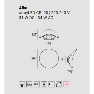 ALBA APPLIQUE DA ESTERNO ORIENTABILE IP65 LED 34W LUCE 2700K-3000K BIANCA O NERA MADE IN ITALY LINEA LIGHT