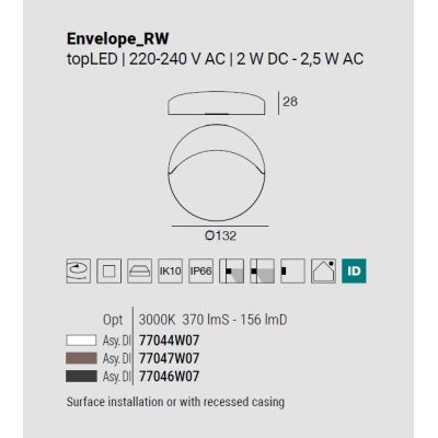 ENVELOPE SEGNAPASSO ROTONDO DA ESTERNO IP66 ALLUMINIO 3 COLORI LED 2.5W LUCE 3000K MADE IN ITALY