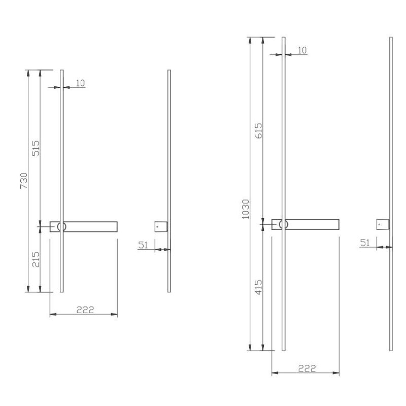 TANGENT APPLIQUE LINEARE NERA CON BASE SU LATO SINISTRO LED 14W LUCE 3000K H125 CM Redo Group - Cristalensi Shop Online