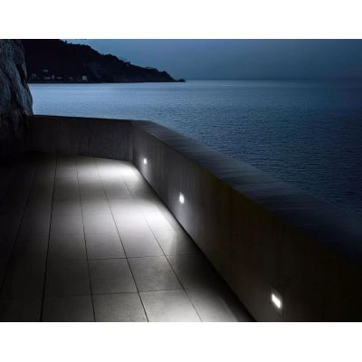 CHIM SEGNAPASSO RETTANGOLARE IN ACCIAIO IP66 LED 4,8W LUCE 3000K DA ESTERNO MADE IN ITALY LINEA LIGHT