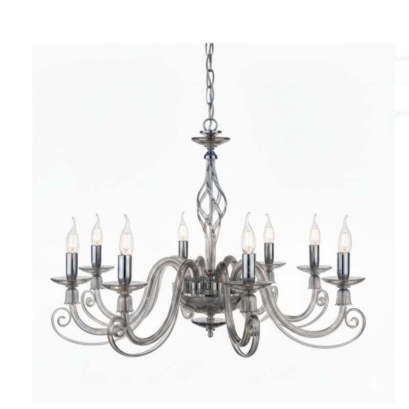 1306 LAMPADARIO CLASSICO A 8 LUCI IN VETRO SOFFIATO E CRISTALLO 5 FINITURE COLORE DI ONDALUCE ONDALUCE CICIRIELLO - Cristalensi