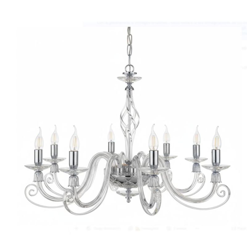 1306 LAMPADARIO CLASSICO A 8 LUCI IN VETRO SOFFIATO E CRISTALLO 5 FINITURE COLORE DI ONDALUCE ONDALUCE CICIRIELLO - Cristalensi