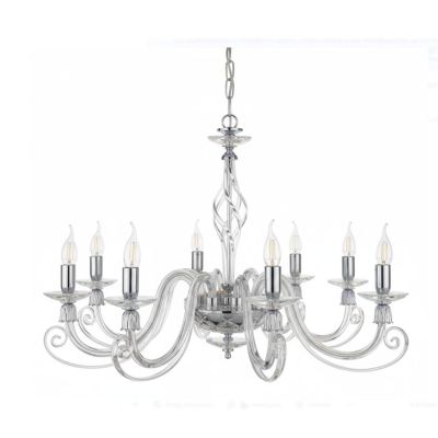 1306 LAMPADARIO CLASSICO A 8 LUCI IN VETRO SOFFIATO E CRISTALLO 5 FINITURE COLORE DI ONDALUCE ONDALUCE CICIRIELLO - Cristalensi