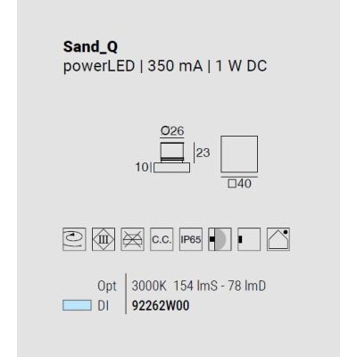 SAND APPLIQUE SEGNAPASSO IP65 LED 1W LUCE 3000K ROTONDO O QUADRATO MADE IN ITALY LINEA LIGHT