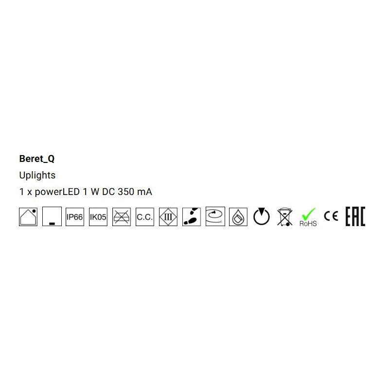 BERET SEGNAPASSO QUADRATO IN ACCIAIO IP66 LED 1W LUCE 3000K DA ESTERNO MADE IN ITALY LINEA LIGHT